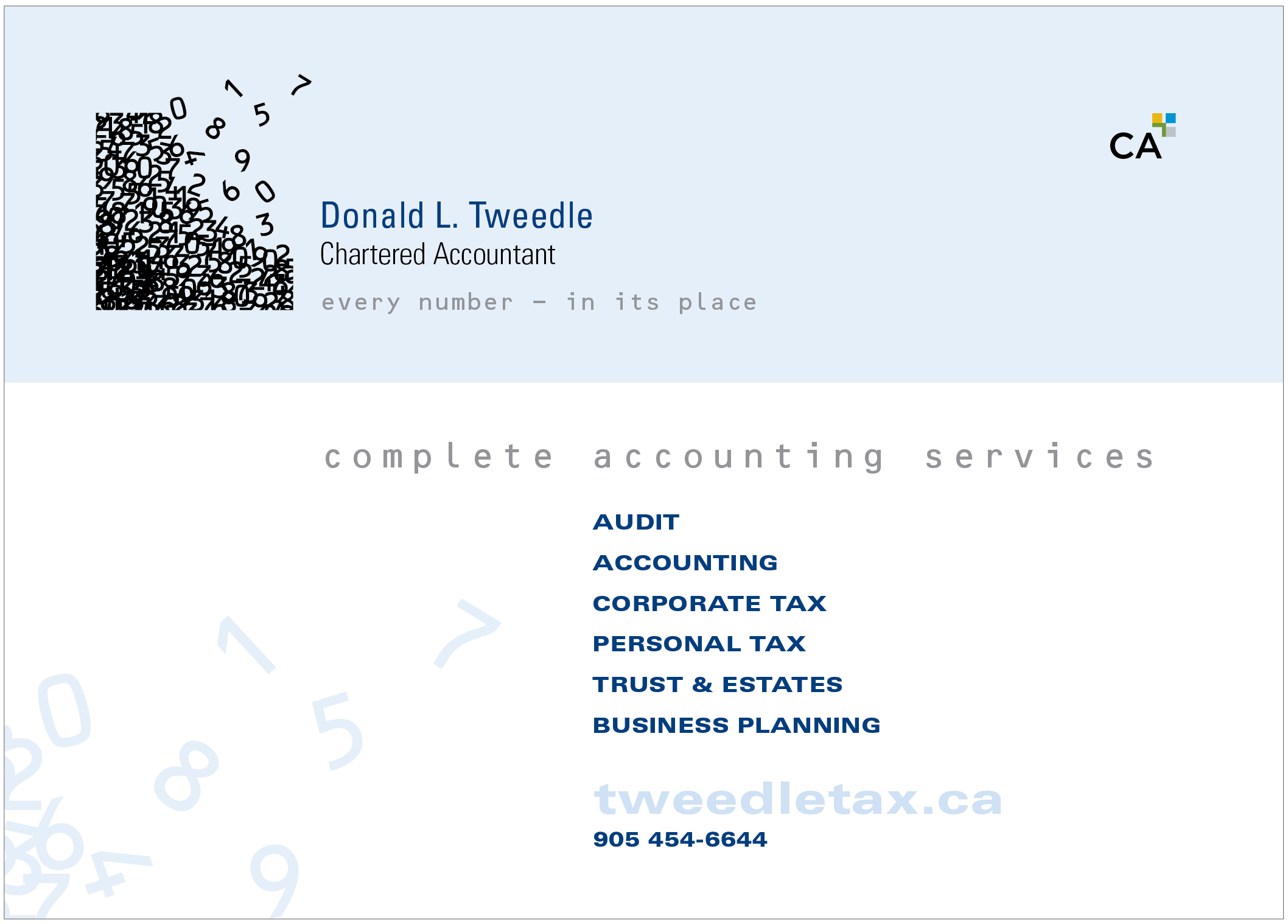 Tweedle Tax Ad Card